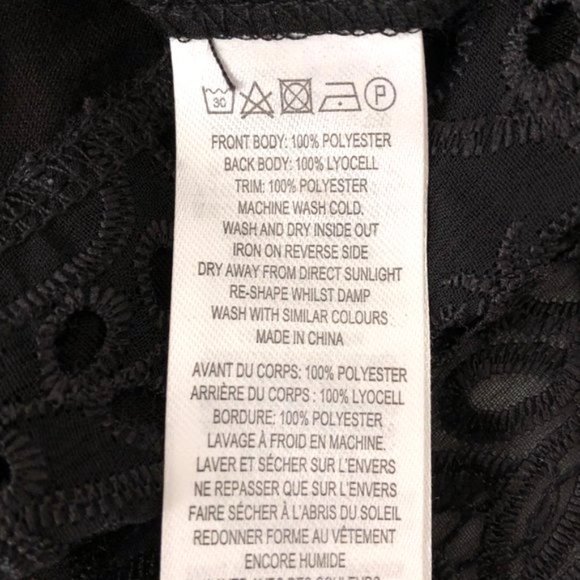 New French Connection Embroidered Eyelet Hem Short Sleeve Tee Black Size XS - Picture 15 of 16